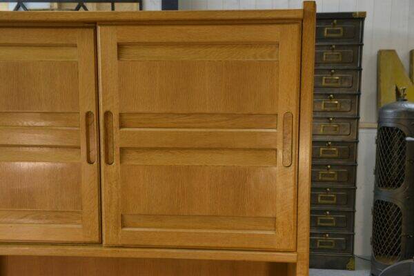 Solid oak wardrobe by Guillerme et Chambron and ceramic by Danikowski 1950s