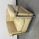 Fauteuils clubs en cuir blanc LC2 par Le Corbusier pour Cassina