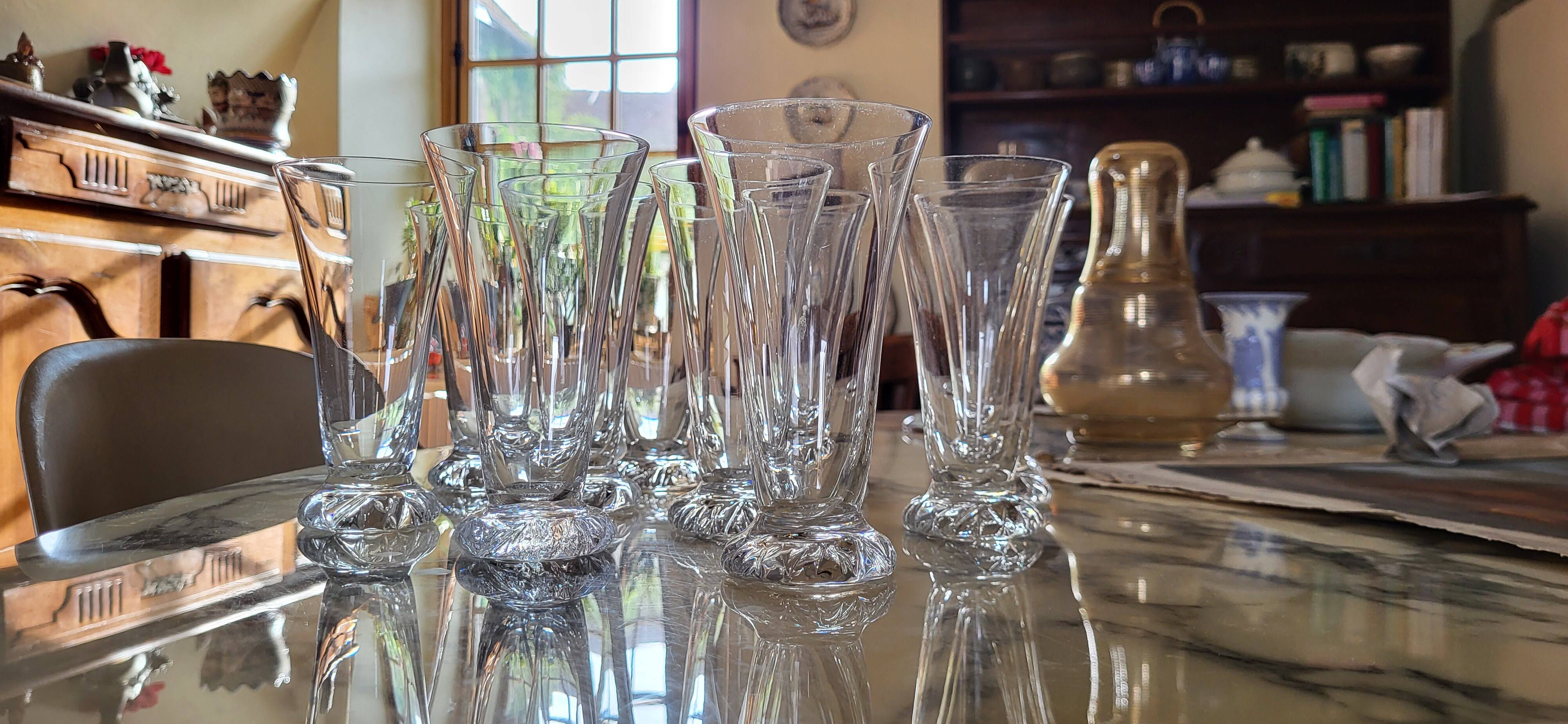 6 crystal flutes Daum, model "Kim", France