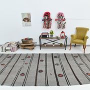 6x12 Gray & Black Modern Hemp Rug, 184x379Cm