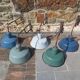 Set of 5 enamelled industrial wall lamps, 60s