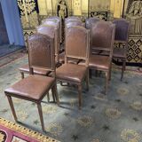 10 Louis XVI chairs seated leather