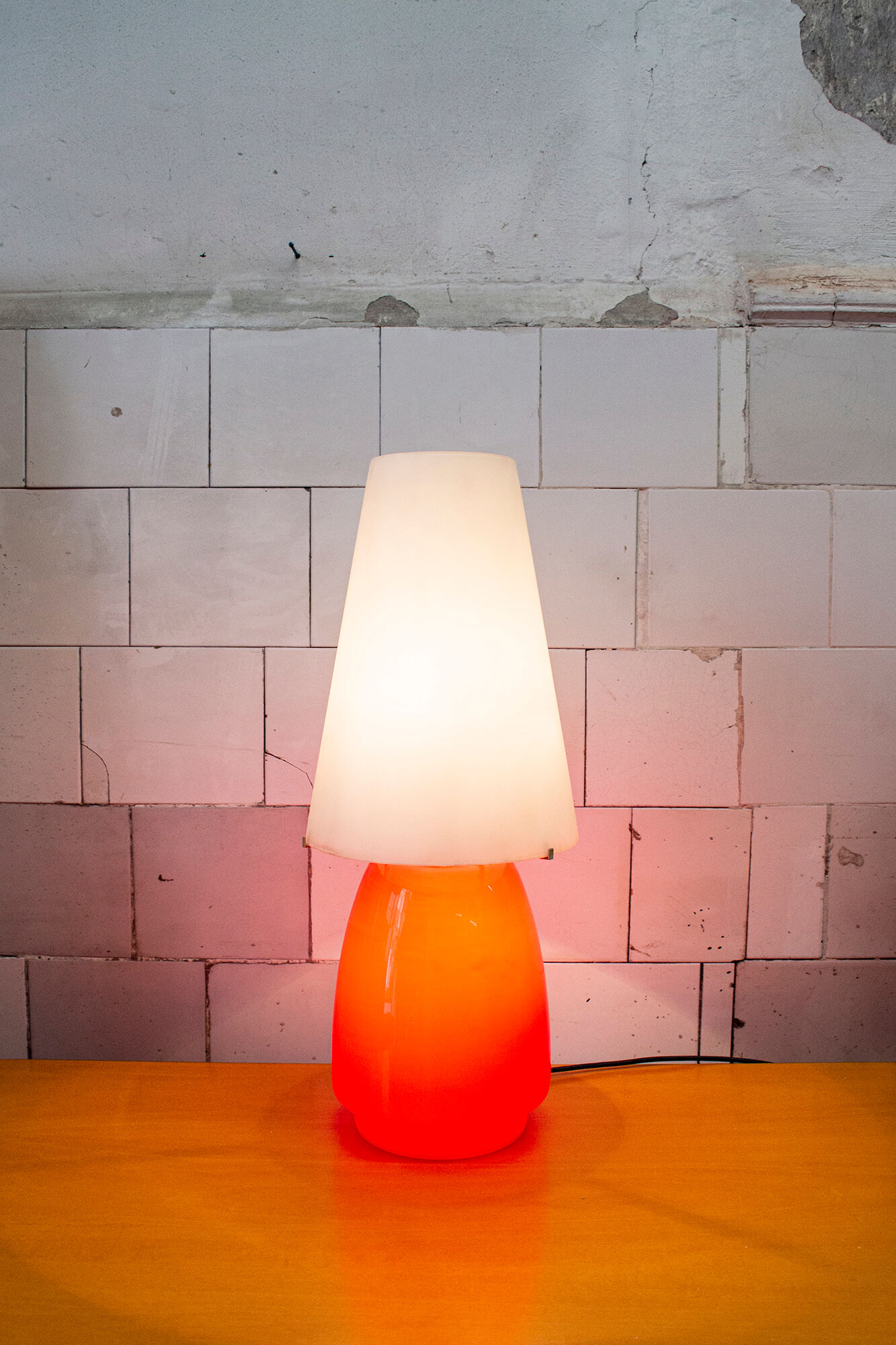 Italian table Lamp double light in Murano Glass from Vistosi, 1960s