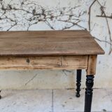Solid wood desk, black base
