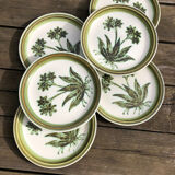 Gien enamelled sandstone dessert plates "Herbier"