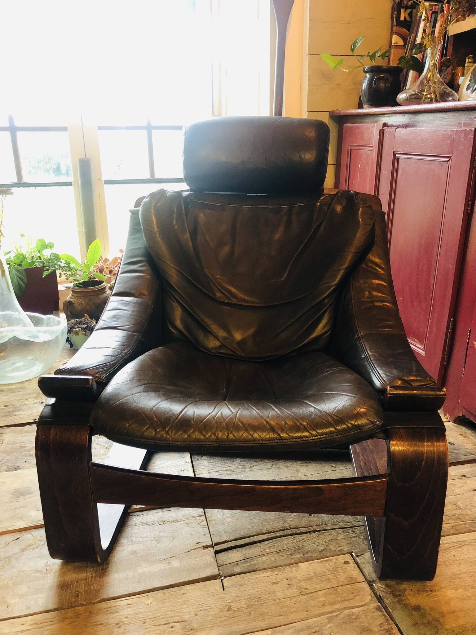 "Kroken" armchair in leather by Ake Fribytter for Nelo Möbel Sweden 1970