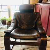 "Kroken" armchair in leather by Ake Fribytter for Nelo Möbel Sweden 1970