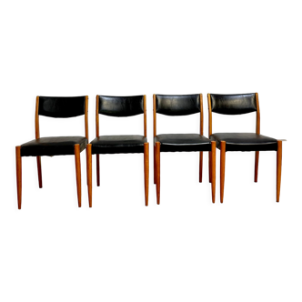 4 Scandinavian chairs in black skaï