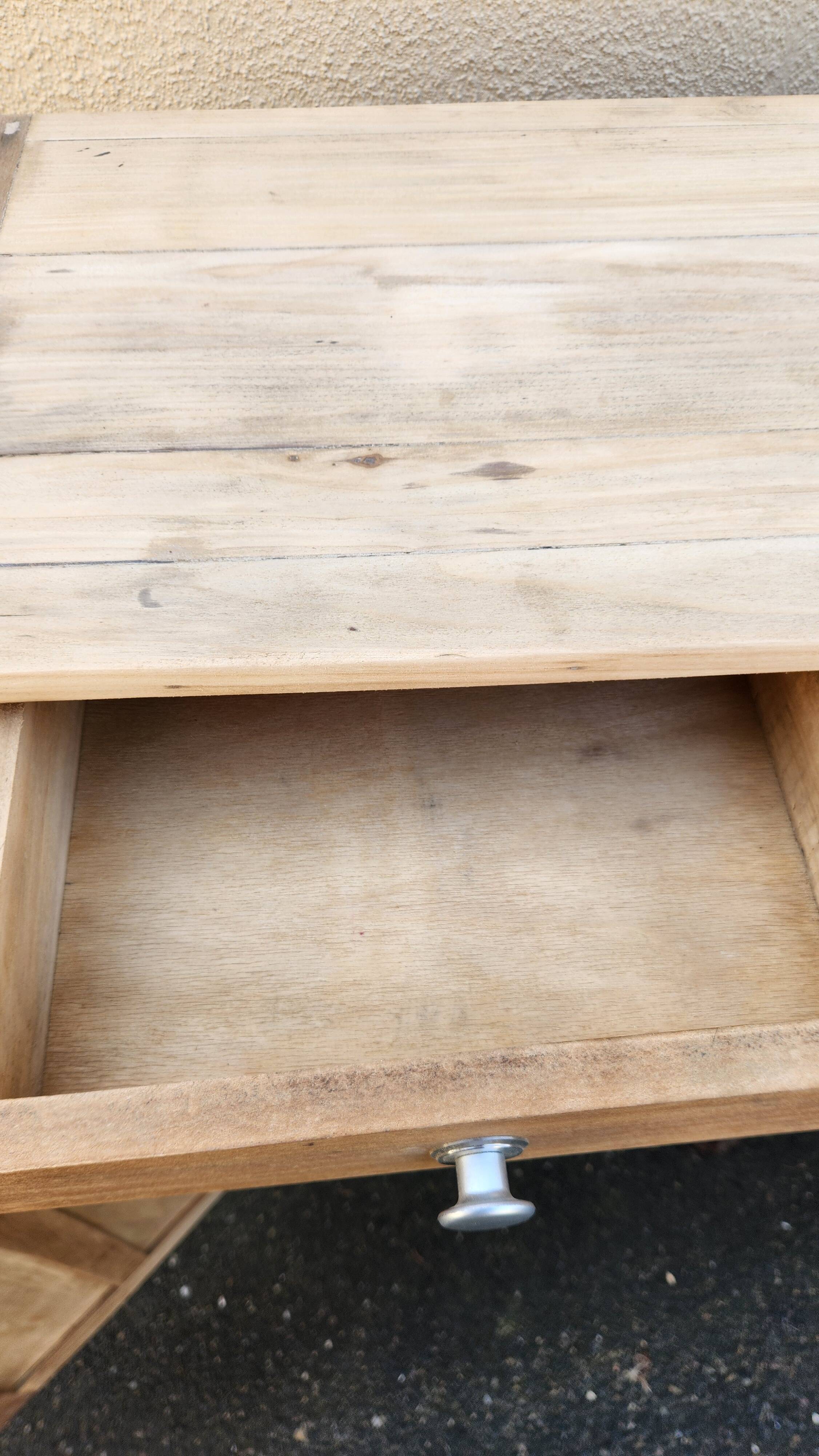 Old Parisian furniture with two doors, raw sanded.