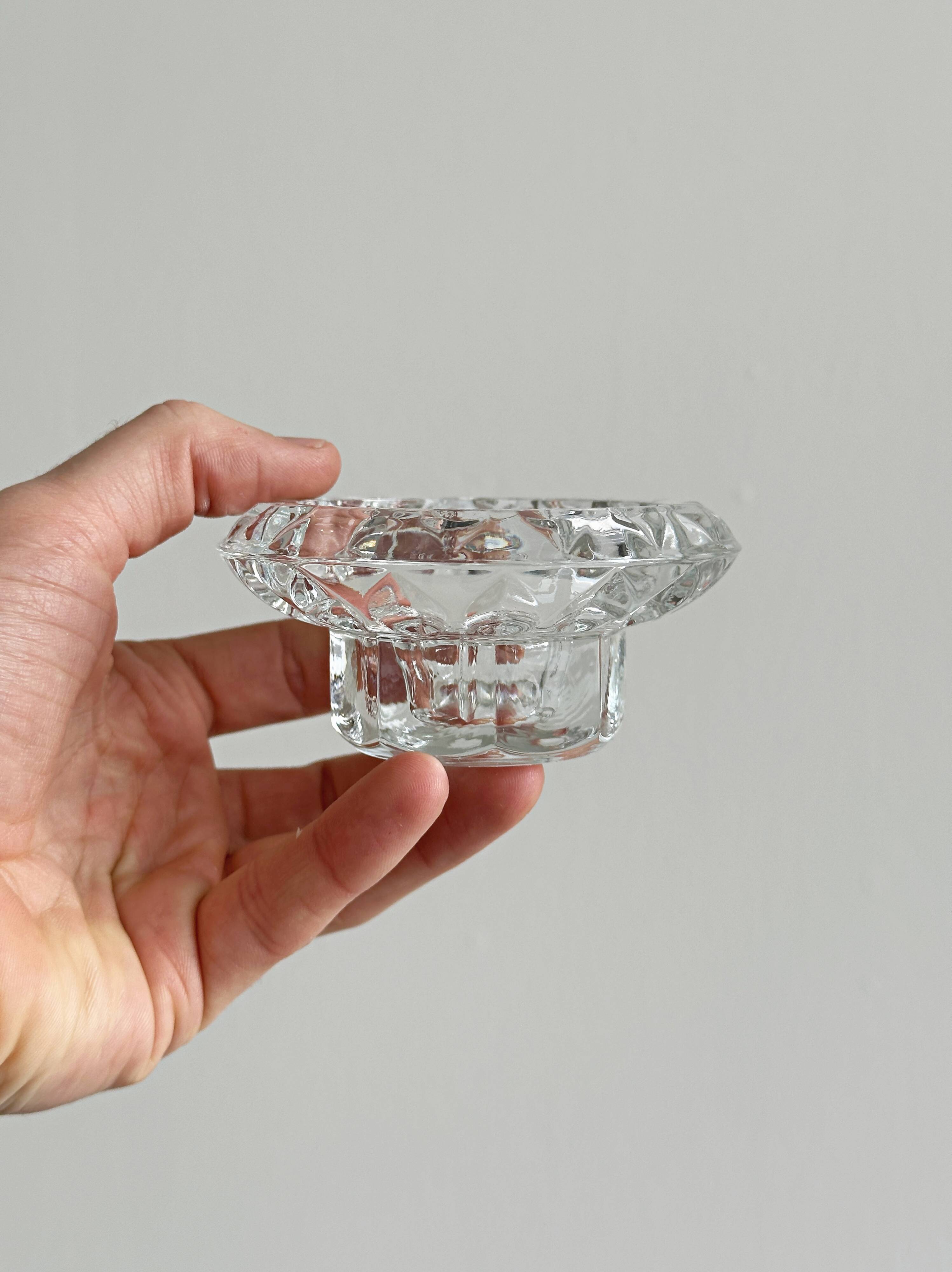 Set of 3 thick glass candle holders