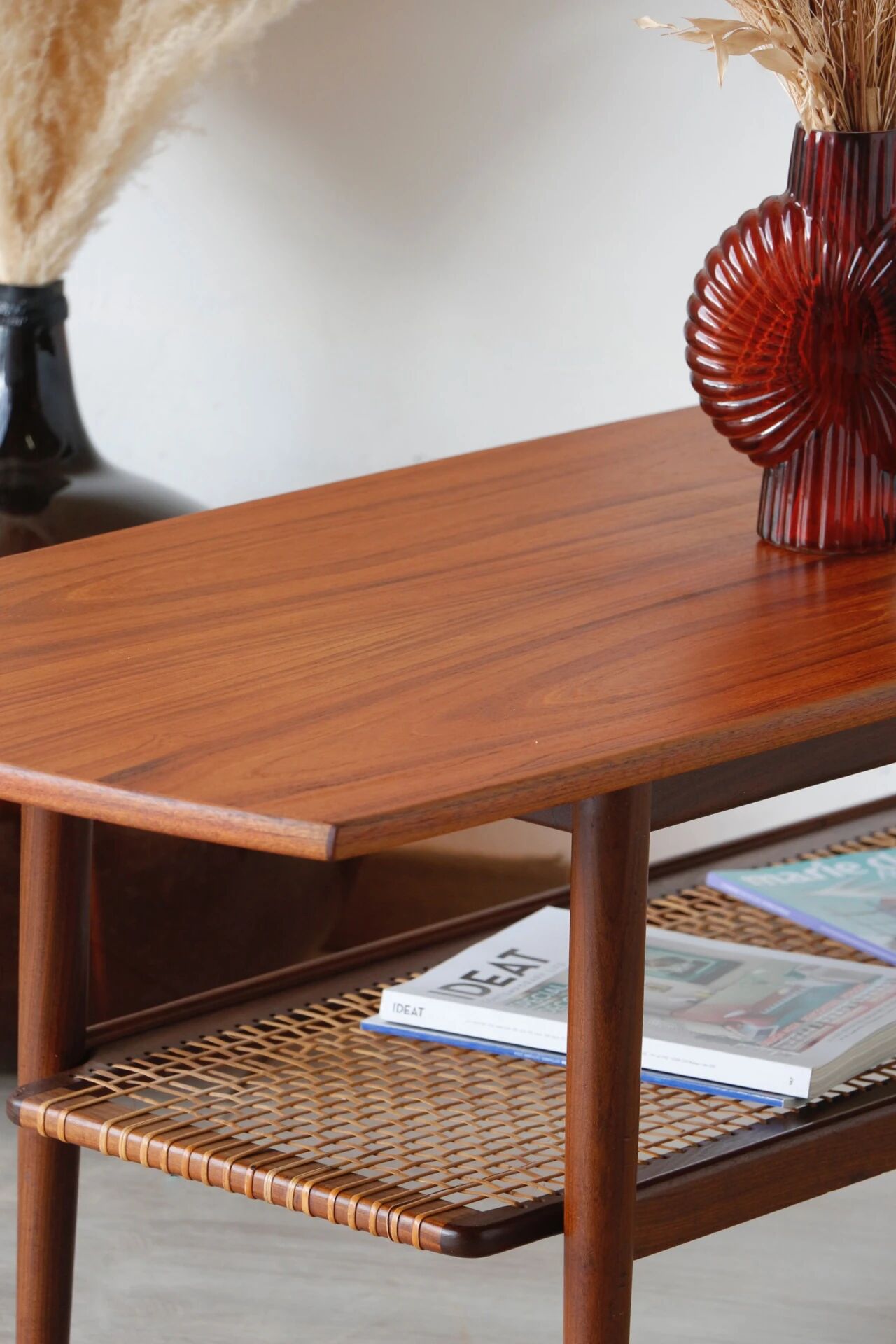 Table basse danoise double plateau en teck 1960