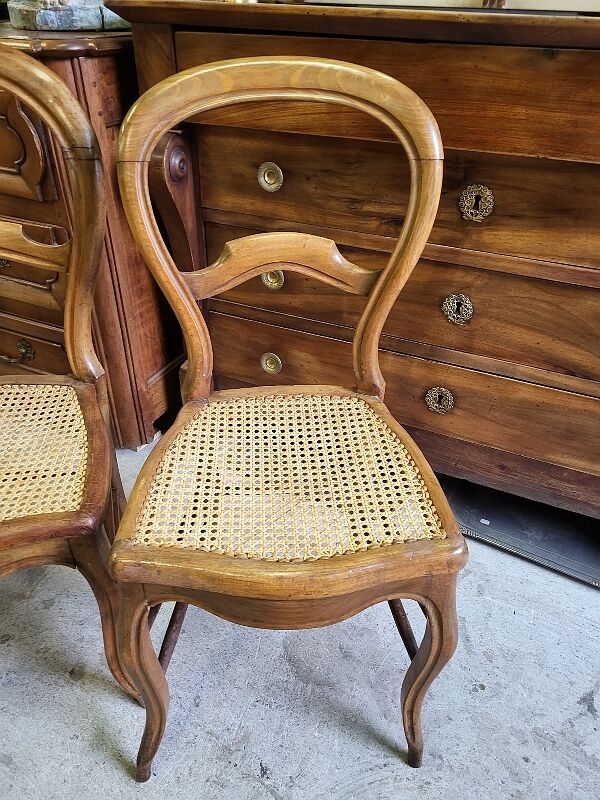 Series of 4 louis philippe walnut chairs with canning