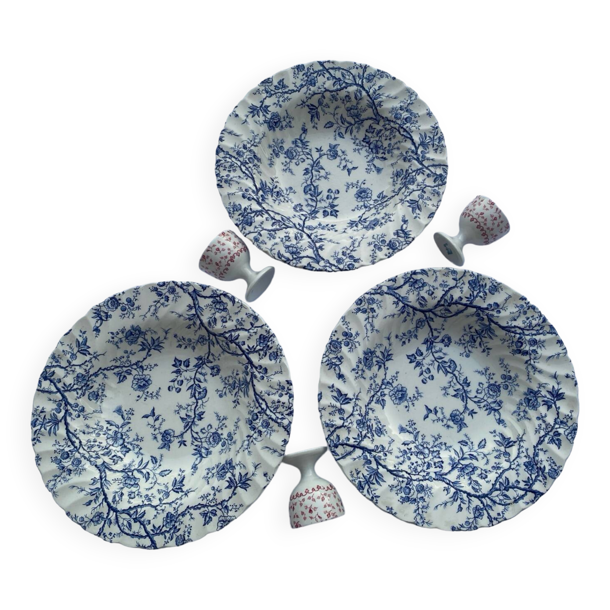 Set of 3 soup plates in English earthenware