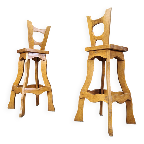 Tabourets de bar brutalistes vintage, lot de 4 - années 1960