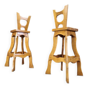Vintage brutalist bar stools, set of 4 - 1960s