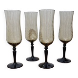 4 twisted smoked crystal glasses