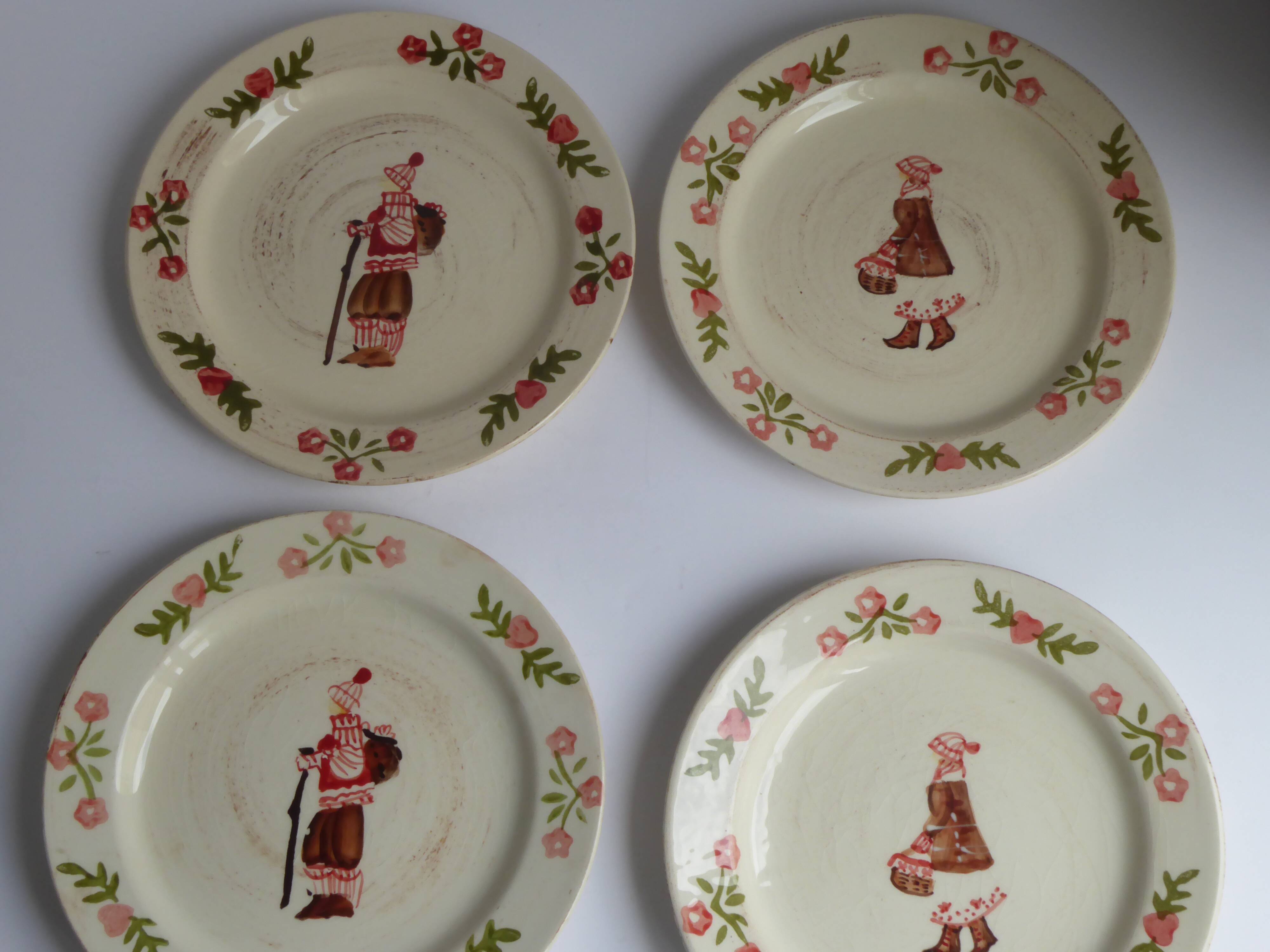 4 plates in old earthenware