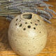Glazed and decorated stoneware flower holder