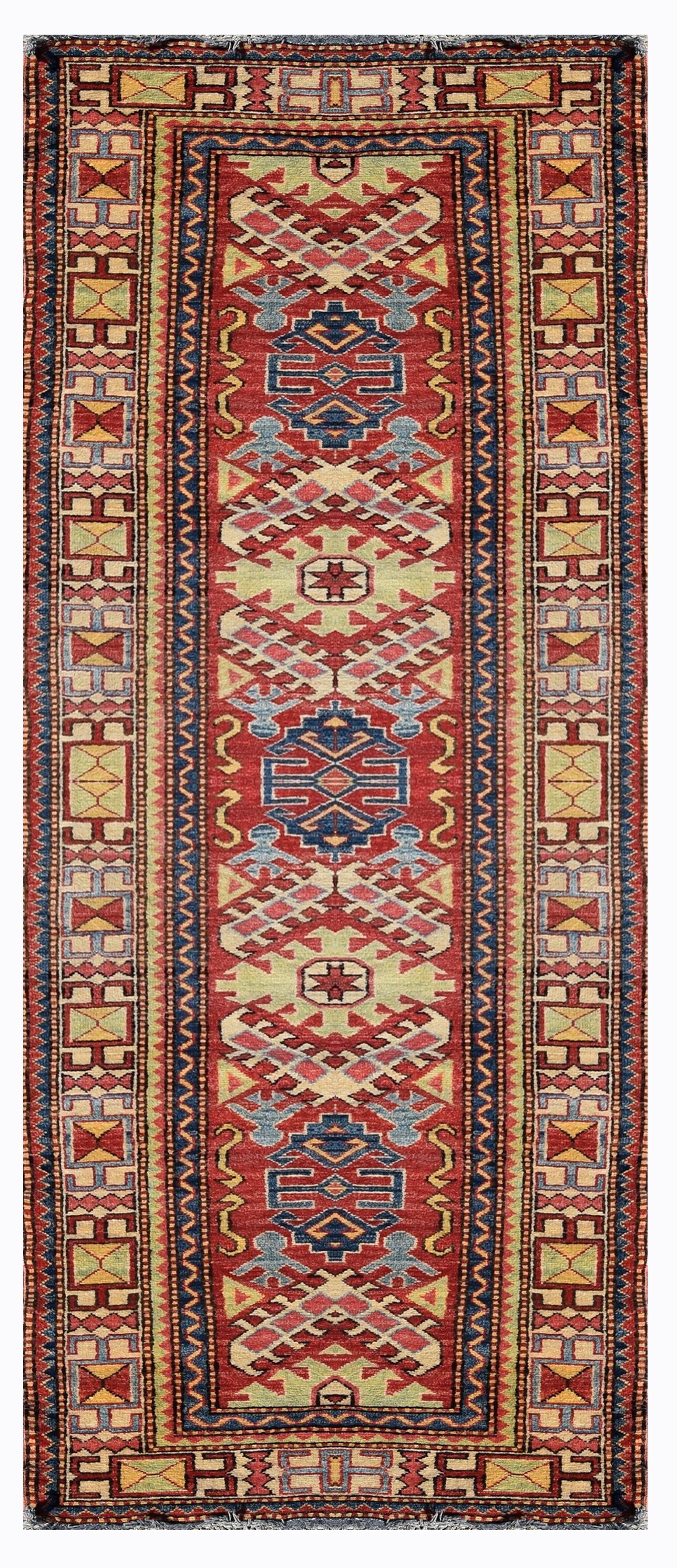 Ghazni Kazak Afghanistan Oriental Rug: 3.09 x 0.80 Meters - Fully Handmade Runner Rug