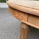 Large stripped solid oak dining table in Louis XVI style with 3 extensions.
