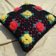 Wool cushion with vintage crochet
