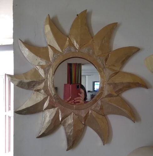 Miroir soleil doré