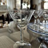 Vintage hand-engraved crystal glasses, 1940s, set of 6