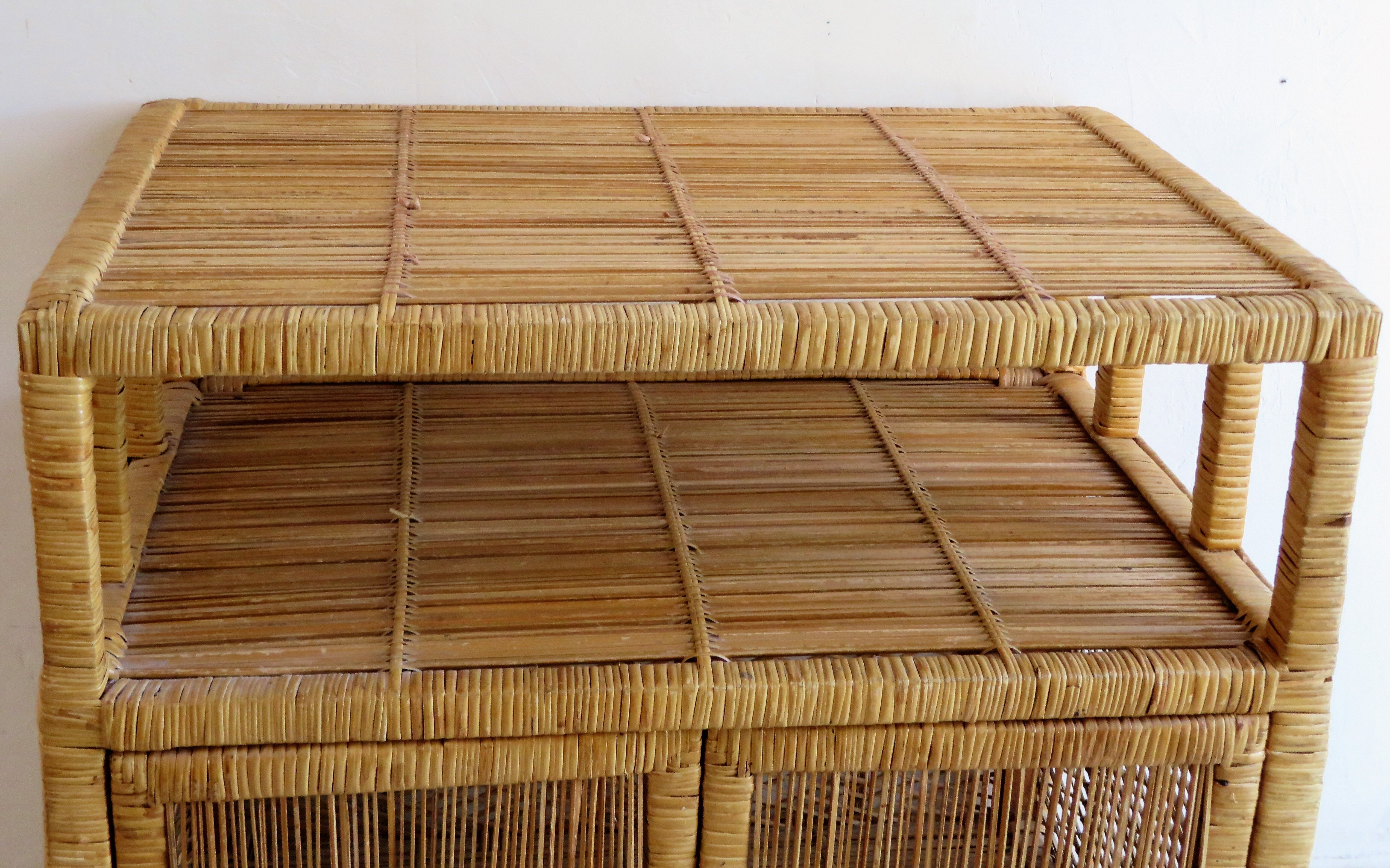 Vintage rattan serving table