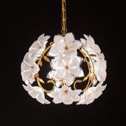 Set of 2 Murano Spherical Chandelier Full of White Flowers, 1980s