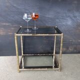 House lancel vintage. side table double trays, in gilded brass bamboo way. tbe