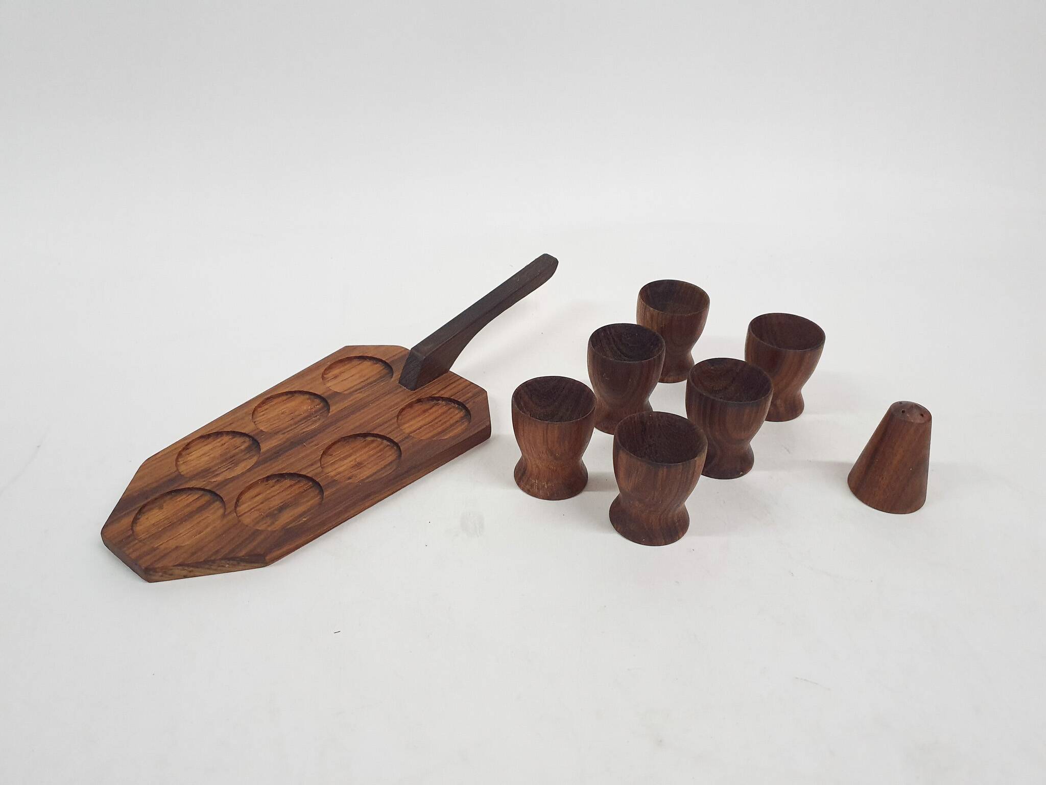 Vintage teak egg cups, Denmark 1950's