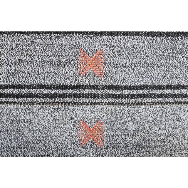 Vintage Turkish Hand-Knotted Wool Cotton Gray Kilim Runner 102x266