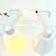 THE PAIR 2 WALL LAMPS OLD BATHROOM 1930 1940 OPALINE AND PORCELAIN LEGRAND