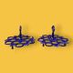 Pair of antique blue enamelled cast iron egg stands - 1960s