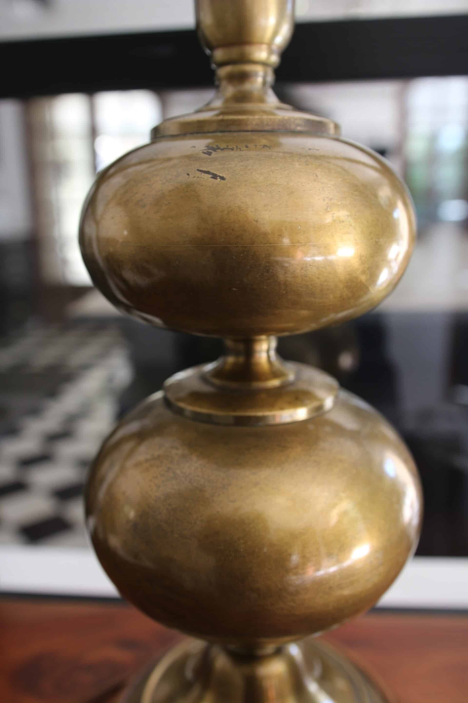 Vintage brass double globe lamp