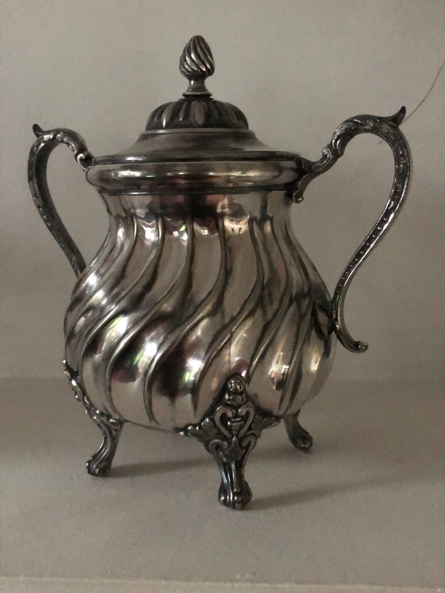 Silver-plated coffee pot and sugar bowl