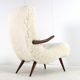 Fauteuil Cuddle designer mid-century moderne - pièce unique - tissu doodle