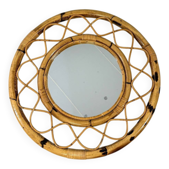 Miroir en rotin, Italie années 1960