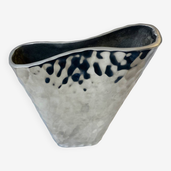 Hammered cast aluminum vase