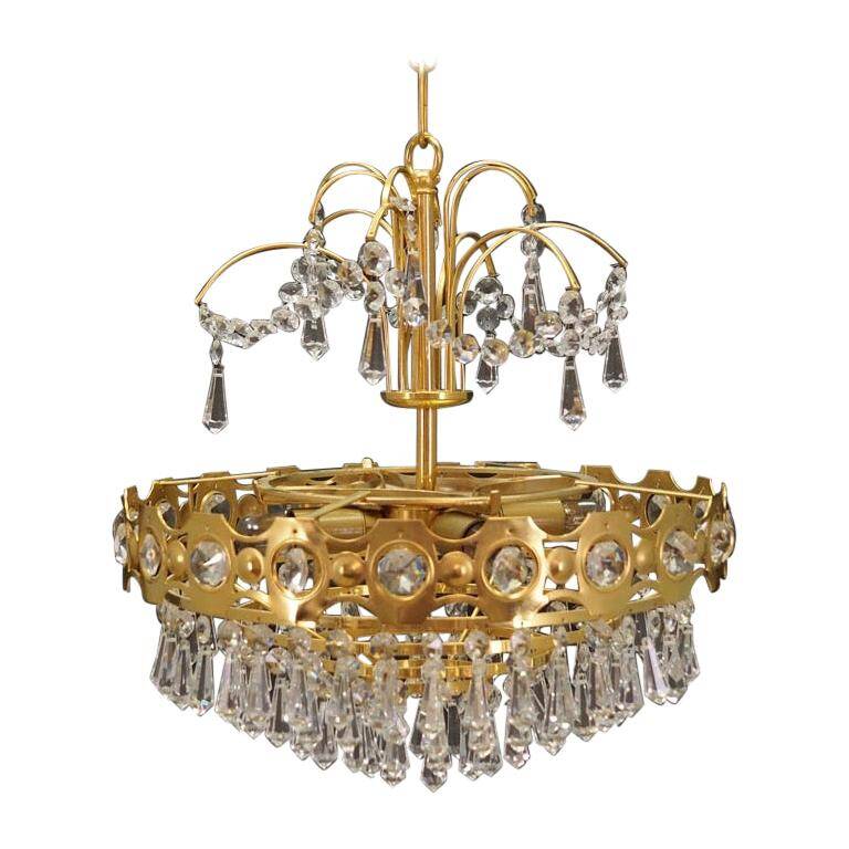 Lustre en laiton, design danois, années 1970, production : Danemark