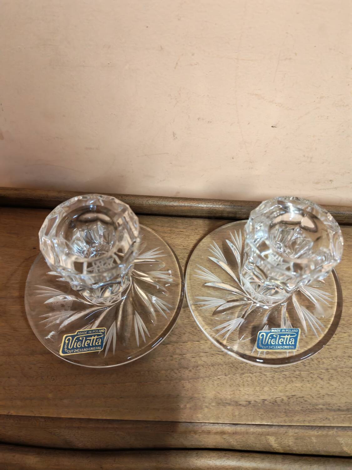 Pair of crystal candlesticks