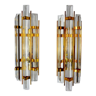 Pair of wall lamps Venini glass from Murano Italy 1970