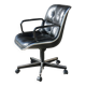 POLLOCK black leather reclining armchair with casters