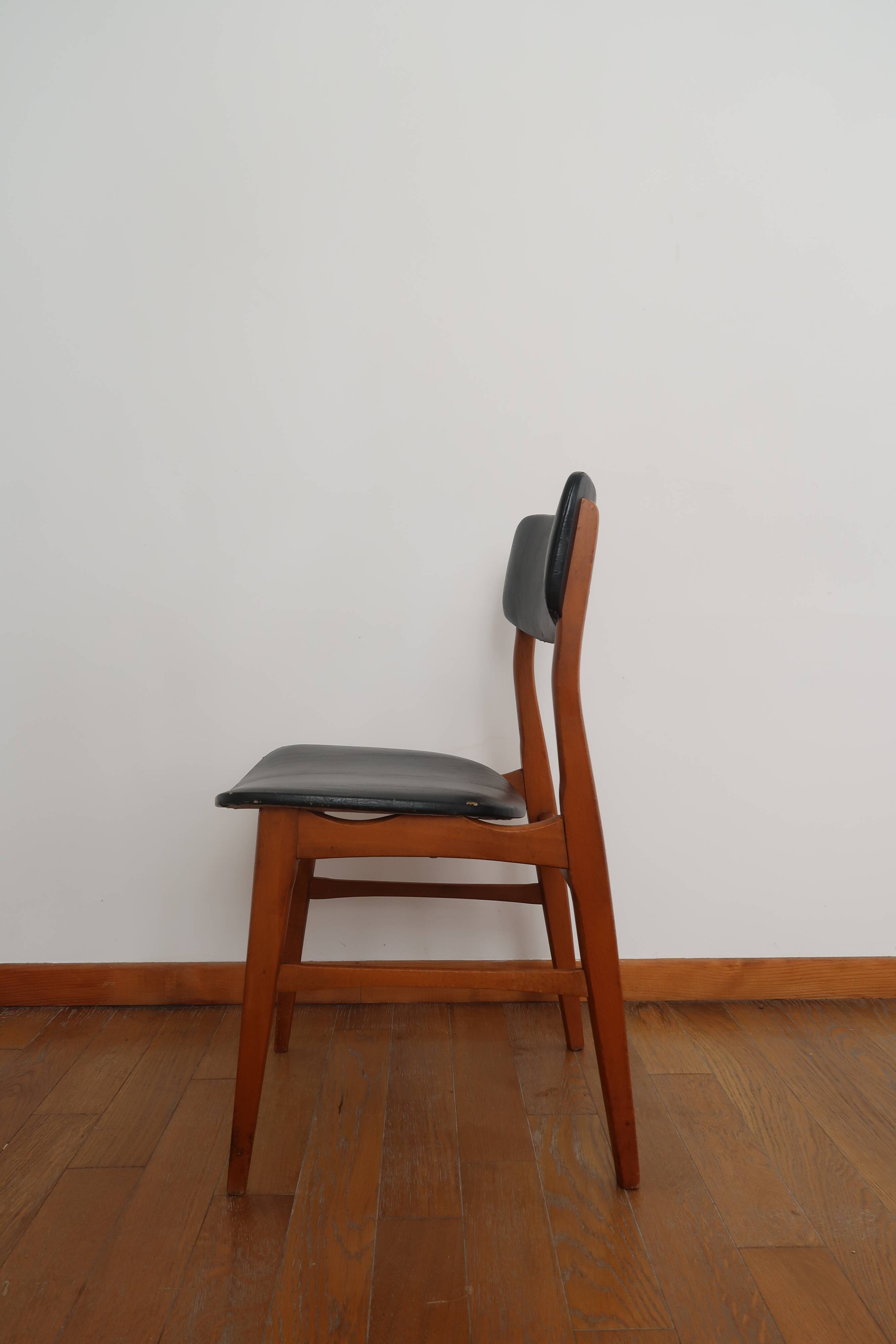 Lot de 6 chaises scandinaves skaï noir
