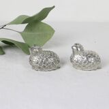 Metal salt and pepper shakers depicting two quails, 1970