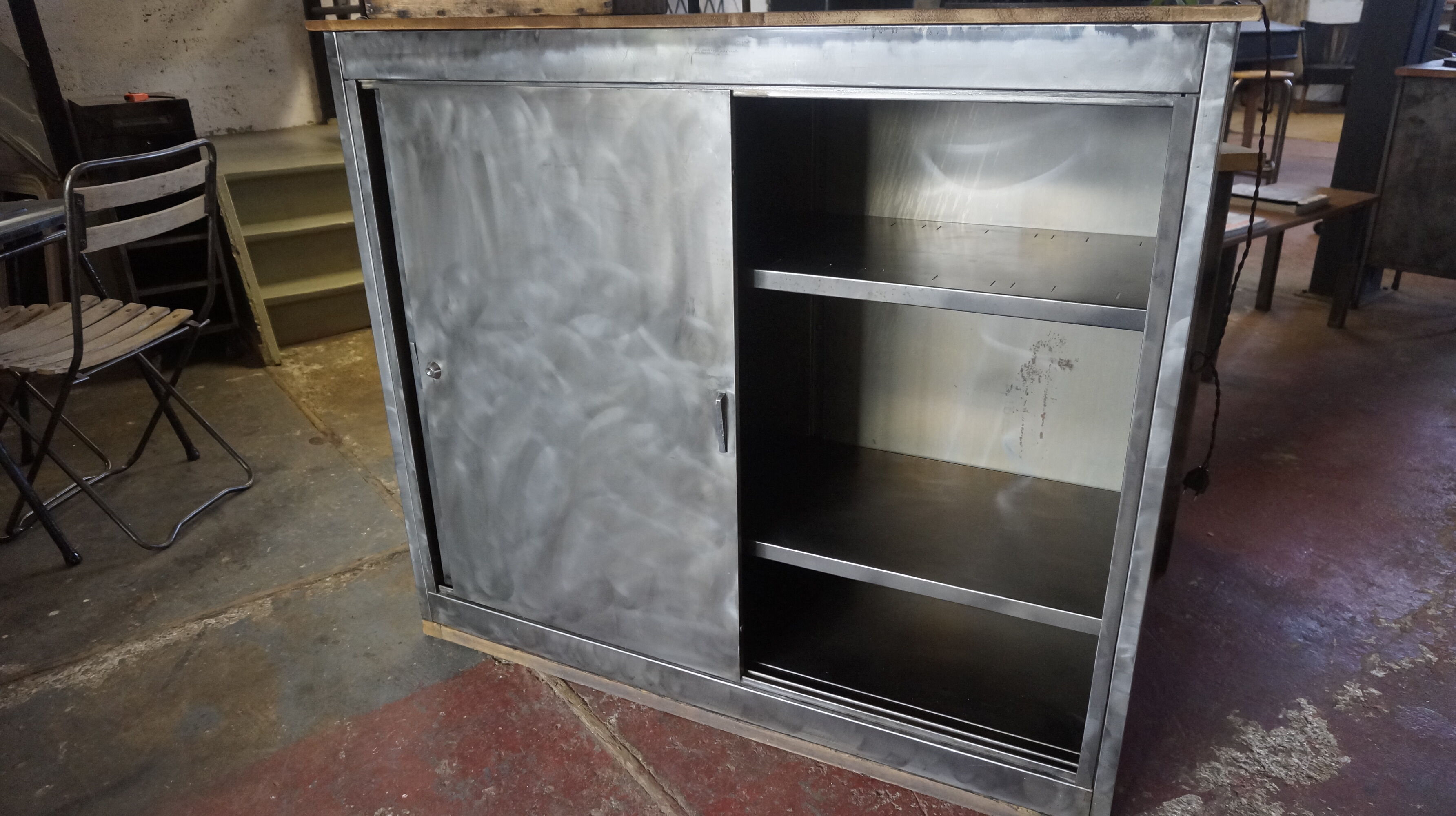 Administrative brushed metal furniture