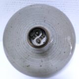 Crackle glaze enamelled stoneware lamp base signed CB LM
