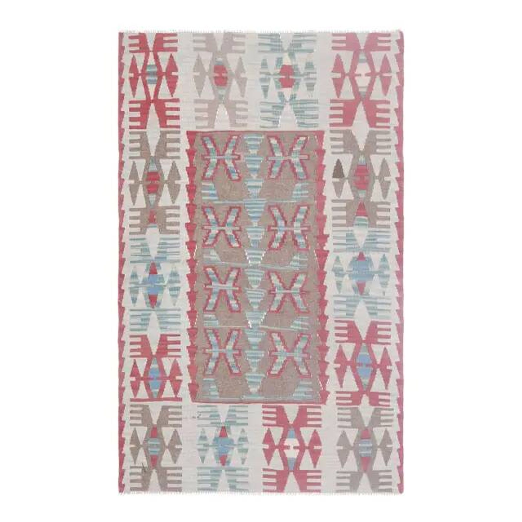 1970s Vintage Turkish Handmade Wool Cotton Pink Kilim Rug 97x158