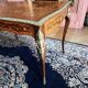 Desk, rosewood marquetry table, bronze ornaments dating from the late 19th century.
