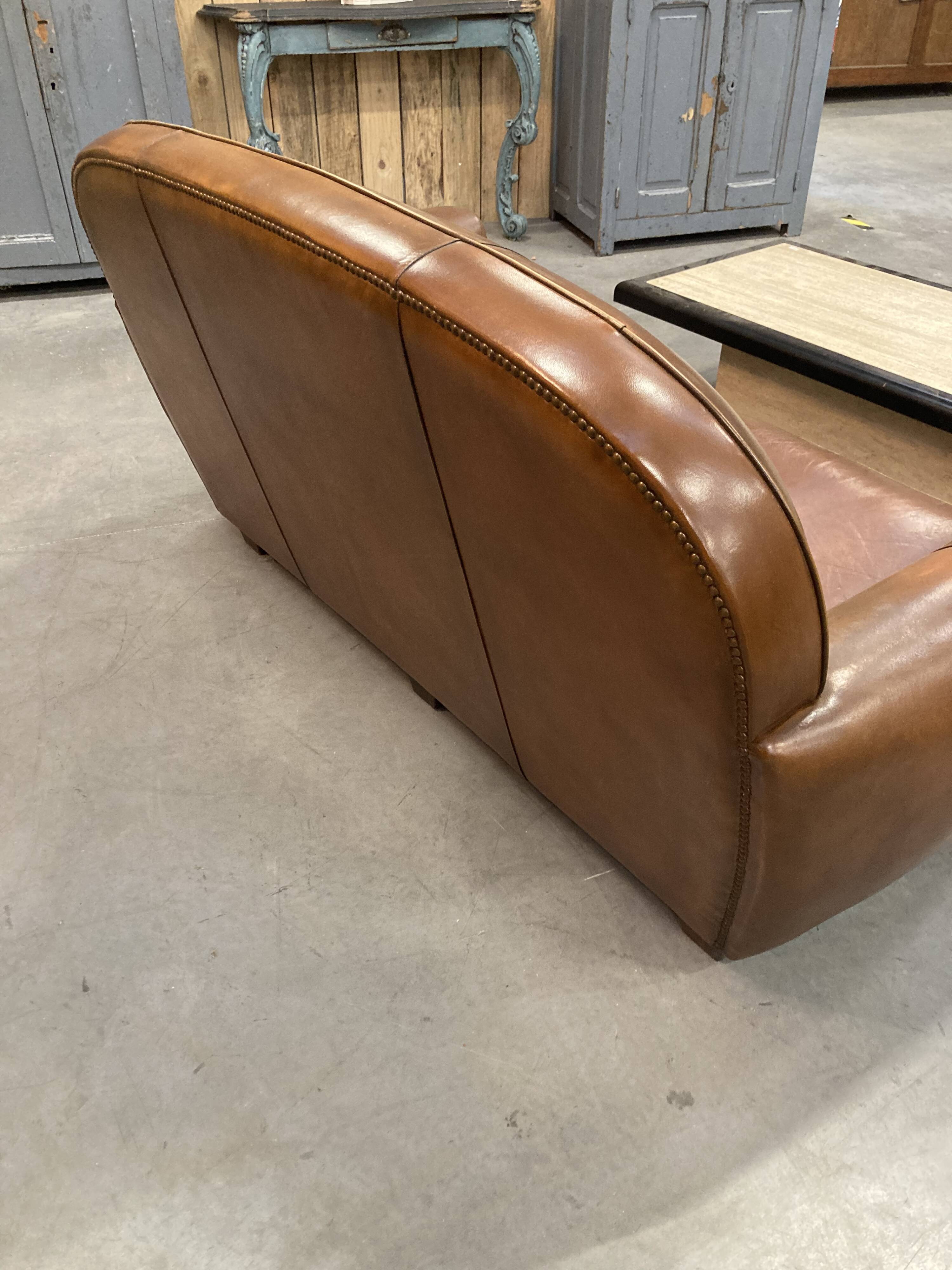 Old leather club sofa